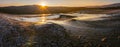 Wide panoramic view of Mud volcanoes Royalty Free Stock Photo