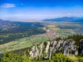 Zarnesti city seen from the peaks of the Piatra Craiului Mountains , Romania Royalty Free Stock Photo