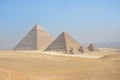 Panoramic view of the three great pyramids of Giza, Egypt Royalty Free Stock Photo