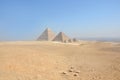 Panoramic view of the three great pyramids of Giza, Egypt Royalty Free Stock Photo