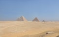 Panoramic view of the three great pyramids of Giza, Egypt Royalty Free Stock Photo