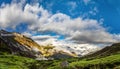 Wide panotamic view of Pyrenees on sunrise, calm place Royalty Free Stock Photo