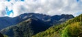 Wide panotamic view of Pyrenees on sunrise, calm place Royalty Free Stock Photo