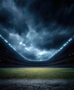 Dramatic Football Stadium Under a Stormy Night Sky Royalty Free Stock Photo