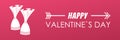 Wide pink banner of Happy Valentine\'s Day. Bright advertising flyer