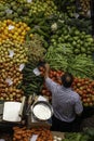 A wide range of fresh fruit and vegetables is for sale at the market Royalty Free Stock Photo