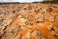 Wide river bed Betsiboka, flushes red soil after heavy rains in Madagascar Royalty Free Stock Photo