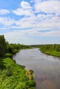 The wide river Viliya from a height. Belarus. Royalty Free Stock Photo