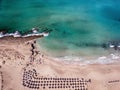 Wide sandy coastline, long sea waves of Falasarna beach Crete, Greece Royalty Free Stock Photo