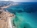 Wide sandy coastline, long sea waves of Falasarna beach Crete, Greece Royalty Free Stock Photo