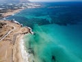 Wide sandy coastline, long sea waves of Falasarna beach Crete, Greece Royalty Free Stock Photo