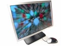 Wide Screen LCD Computer Monitor and Mouse Royalty Free Stock Photo