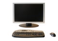 Wide Screen LCD Monitor with wireless keyboard and mouse Royalty Free Stock Photo