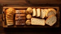 Wide Selection Of Bread On Wooden Tray - Stock Photo Royalty Free Stock Photo