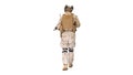 US Army ranger in combat uniform walking on white background. Royalty Free Stock Photo