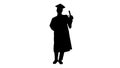 Silhouette Happy african american male student in graduation rob