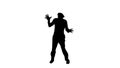 Silhouette Mime imagining and depicting like he falling from the
