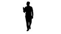 Silhouette Smiling African American businessman making video cal