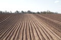 Wide shot of a ploughed field