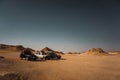 A wide shot of rocks in the beautiful White Desert of Egypt Royalty Free Stock Photo