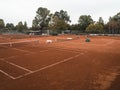 Rural, abandoned tennis court in autumn