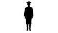 Silhouette Young man with graduation gown in medical mask.