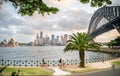 Waterfront Park and Skyline of Sydney with Bikers in Foreground