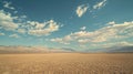 A wide shot of a vast desert landscape with a solar power plant visible in the distance showcasing the potential for Royalty Free Stock Photo