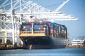 Port of Long Beach - wideshot, cargo ship