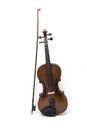 Wide shot whole violin bow white background