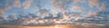 Wide sky panorama with scattered cumulus clouds Royalty Free Stock Photo