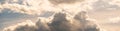 Wide sky panorama with scattered cumulus clouds bilding up before storm Royalty Free Stock Photo