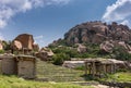 Wide stairway up hill at Nandi Monolith temple, Hampi, Karnataka, India