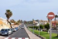 A wide street leading to the ocean in Castillo,Fuerteventura island.