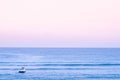 Wide summer tropical seascape pink tone Sunset or sunrise sky in Samui with Jet Ski