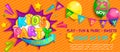 Wide Super Banner for kids party in cartoon style. Royalty Free Stock Photo