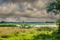 Wide swamp landscape in the stream valley of Rolder Diep, part of Drentse Aa Royalty Free Stock Photo
