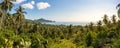 Tropical panorama of paradise scenery seascape and green palm trees jungle on Koh Tao island Royalty Free Stock Photo