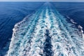 Wide turbulent wake behind a speeding boat