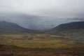 A wide valley with yellow grass on the Ukok plateau Royalty Free Stock Photo