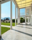 Wide veranda of a modern house Royalty Free Stock Photo