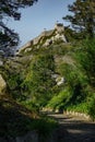 Castle of moors over the hill with track in Sintra, Portugal