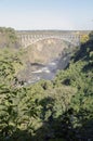 Wide view background landscape of Victoria Falls bridge to Zimbabwe , Livingstone, Zambia Royalty Free Stock Photo