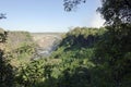 Wide view background landscape of Victoria Falls bridge to Zimbabwe , Livingstone, Zambia Royalty Free Stock Photo