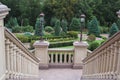 wide view with beautiful classical staircase with balustrade in the park in summet time Royalty Free Stock Photo