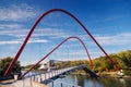 Wide view of beautiful red bridge