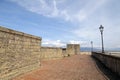 Wide view of the big wall of the castle Castel Sant Elmo in Naples Royalty Free Stock Photo