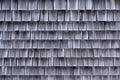 Wide view of cedar shingles which have shrunk and faded gray with age Royalty Free Stock Photo