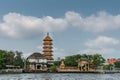 Wide view on Chee Chin Khor temple and Pagoda, Bangkok Thailand Royalty Free Stock Photo