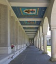 Wide view of the cloisters at the Air Forces Memorial at Runnymede